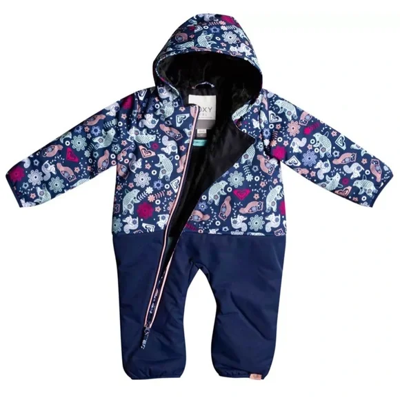 NWT Roxy Medieval Blue Neo Infant Girls' Rose Snow Jumpsuit